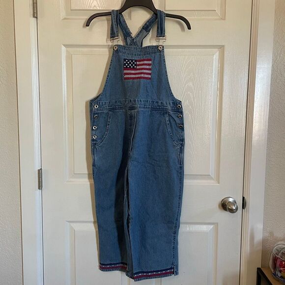 Donna Ricco Medium Vintage Y2K Denim Jean Overalls Embroidered - Picture 2 of 8